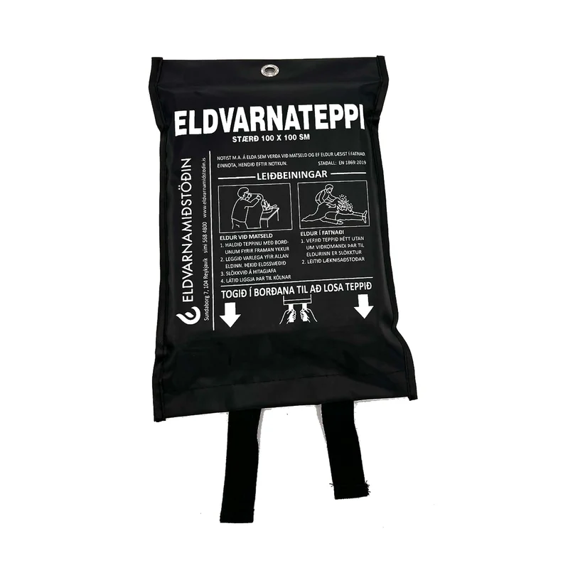 Eldvarnarteppi Breiddu yfir eldinn svart